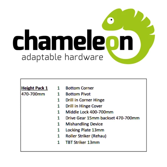 CHAMELEON 13mm Axis Tilt Before Turn Face Fit Height Pack 470mm-700mm (Height Pack 1)