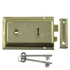 ASEC 1 Lever Double Handed Flanged Rimlock - 150mm Brass