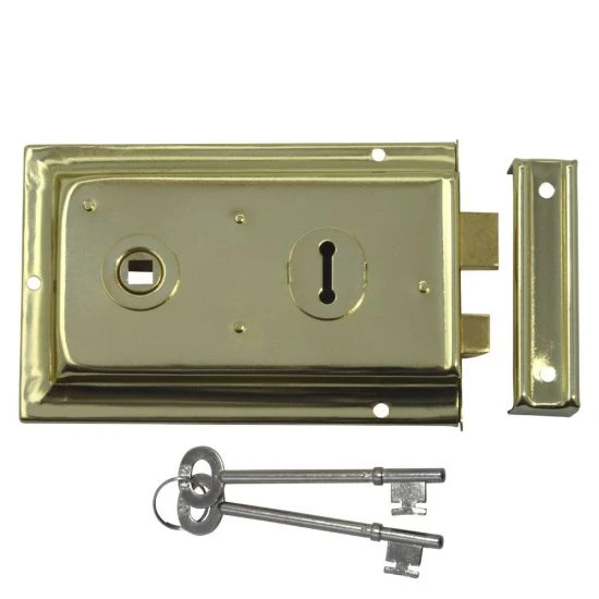 ASEC 1 Lever Double Handed Flanged Rimlock - 150mm Brass
