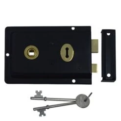 ASEC 1 Lever Double Handed Flanged Rimlock - 150mm Black