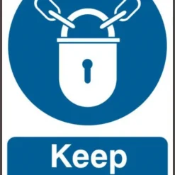 ASEC `Keep Locked` 200mm X 300mm PVC Self Adhesive Sign 1 Per Sheet