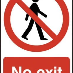 ASEC `No Exit` 200mm X 300mm PVC Self Adhesive Sign 1 Per Sheet