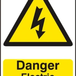ASEC `Danger Electric Shock Risk` 200mm X 300mm PVC Self Adhesive Sign 1 Per Sheet