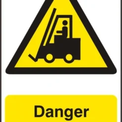 ASEC `Danger Forklift Trucks` 200mm X 300mm PVC Self Adhesive Sign 1 Per Sheet