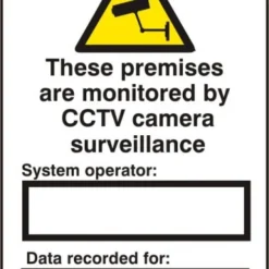 ASEC `These Premises Are Monitored By CCTV Surveillance` 200mm X 300mm PVC Self Adhesive Sign 1 Per Sheet