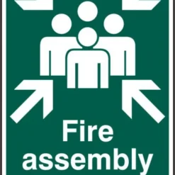 ASEC `Fire Assembly Point 200mm X 300mm PVC Self Adhesive Sign 1 Per Sheet