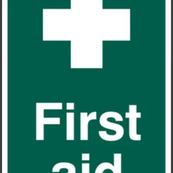 ASEC `First Aid` 200mm X 300mm PVC Self Adhesive Sign 1 Per Sheet