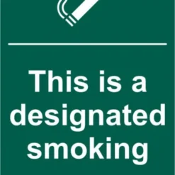 ASEC `This Is A Designated Smoking Area` 200mm X 300mm PVC Self Adhesive Sign 1 Per Sheet