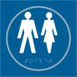 ASEC `Unisex` 150mm X 150mm Taktyle (Braille) Self Adhesive Sign 1 Per Sheet