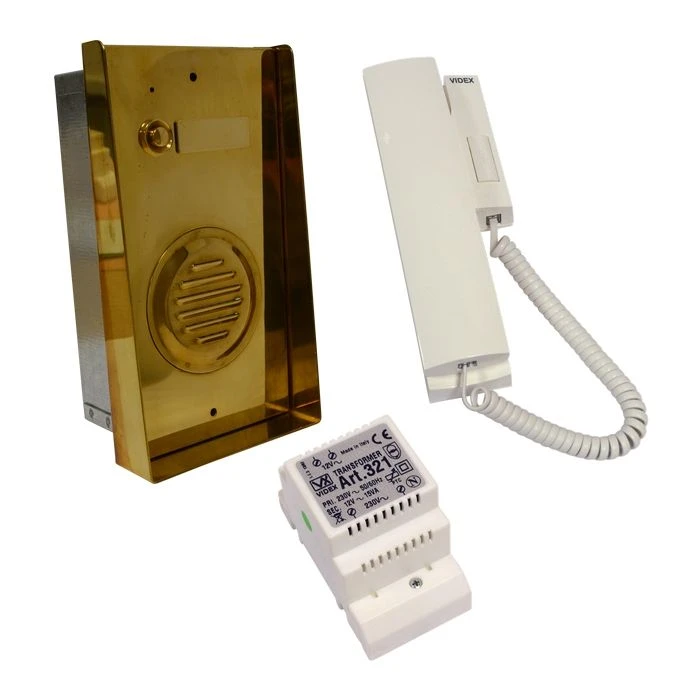 VIDEX EK911S 1 Way Surface Mounted Audio Kit - EK9112 Brass Surface Panel With 3021 Handset