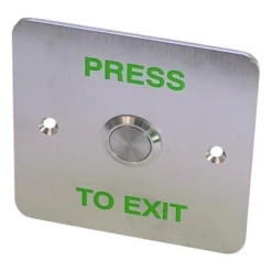 ASEC Press To Exit Stainless Steel Surface 1 Gang Button `Press To Exit`