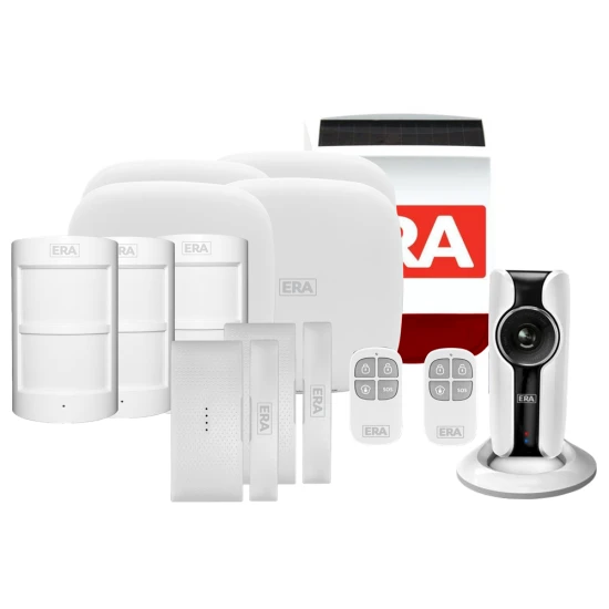 ERA HomeGuard Alarm Kit 4 1 Hub, 3 PIR, 2 Contact, 2 Remote, Siren, IP Cam