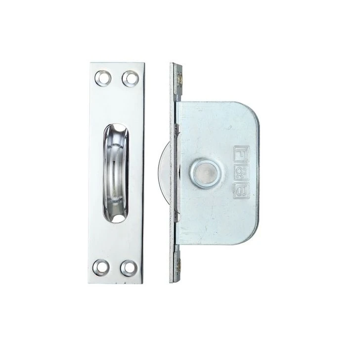 Zoo Hardware Brass Ball Bearing Pulleys - 2 1/4" Square Forend - Polished Chrome