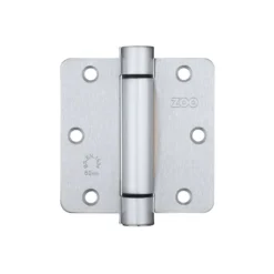 Zoo Hardware Spring Hinge Plus Slave Pack - Radius - 3.5"x3.5"x2.5 - Polished Chrome (Contains 2 Spring And 1 Unsprung Hinge) - Satin Chrome